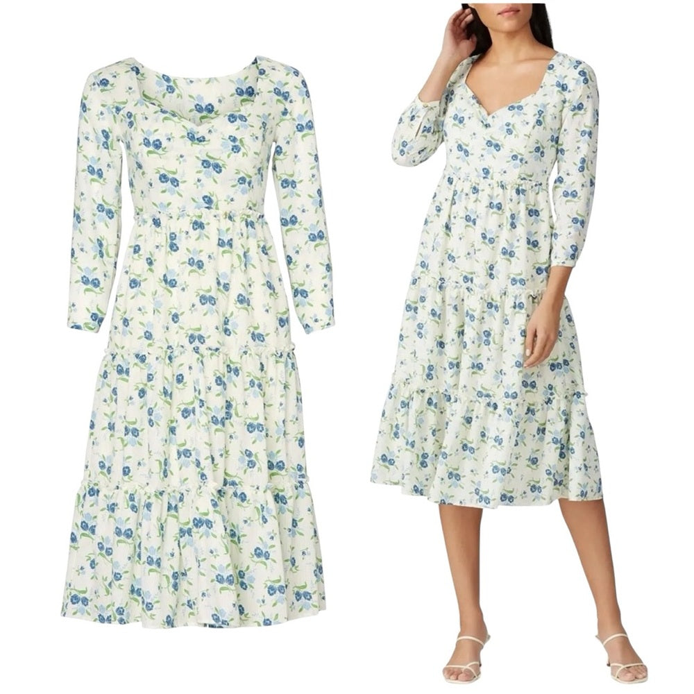 Sweet Baby Jamie Floral Tier Pullover Dress with Hidden Side Zipper Size S