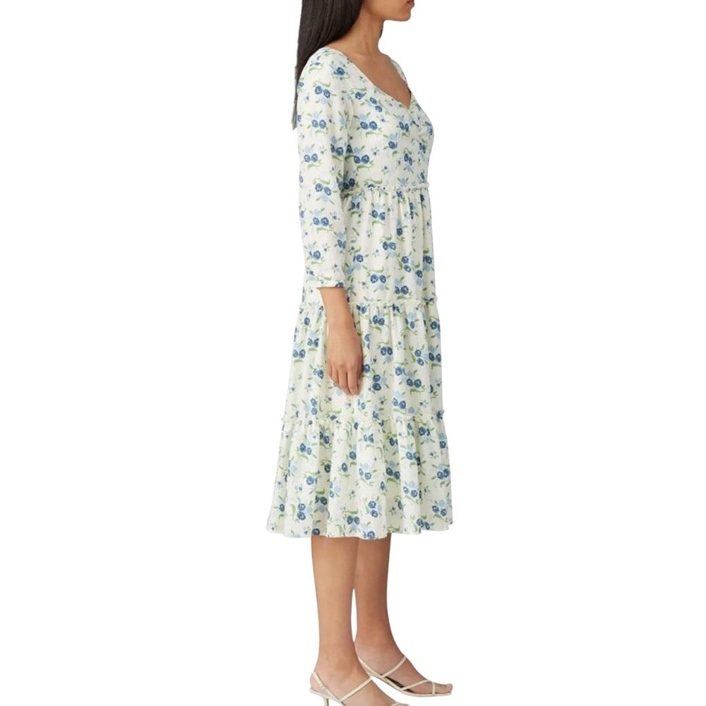 Sweet Baby Jamie Floral Tier Pullover Dress with Hidden Side Zipper Size S