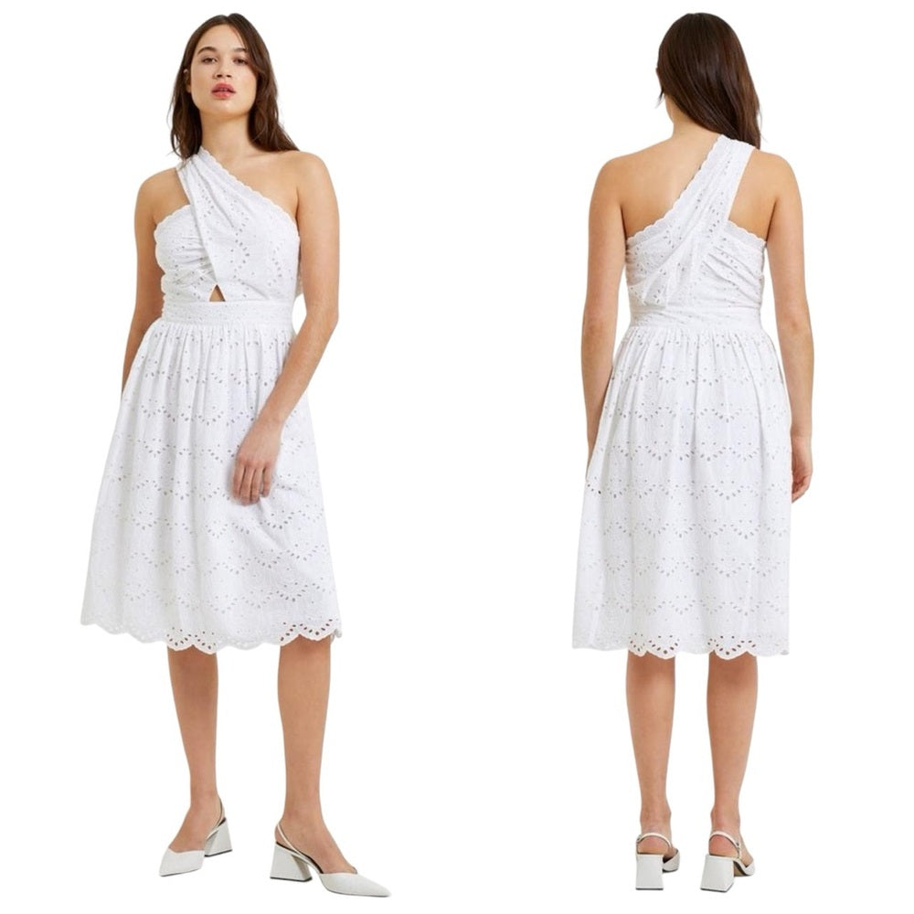 French Connection Womens Appelona One Shoulder Cut-Out Midi Dress Size 0