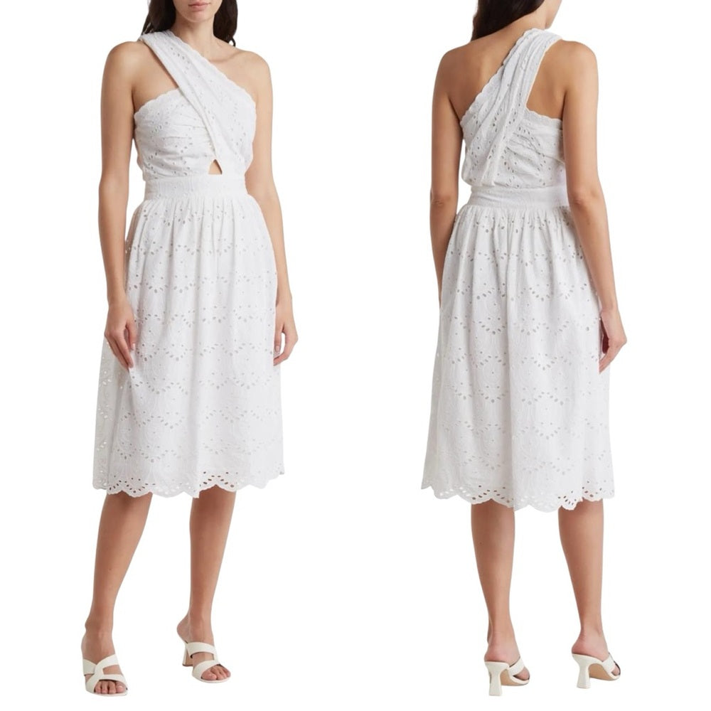 French Connection Womens Appelona One Shoulder Cut-Out Midi Dress Size 0