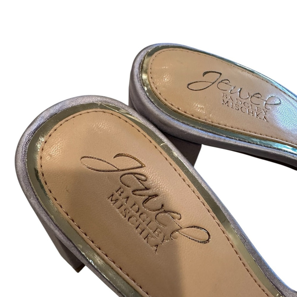 Jewel Badgley Mischka Chic Black Leather Mules with Open Back Size 5.5M