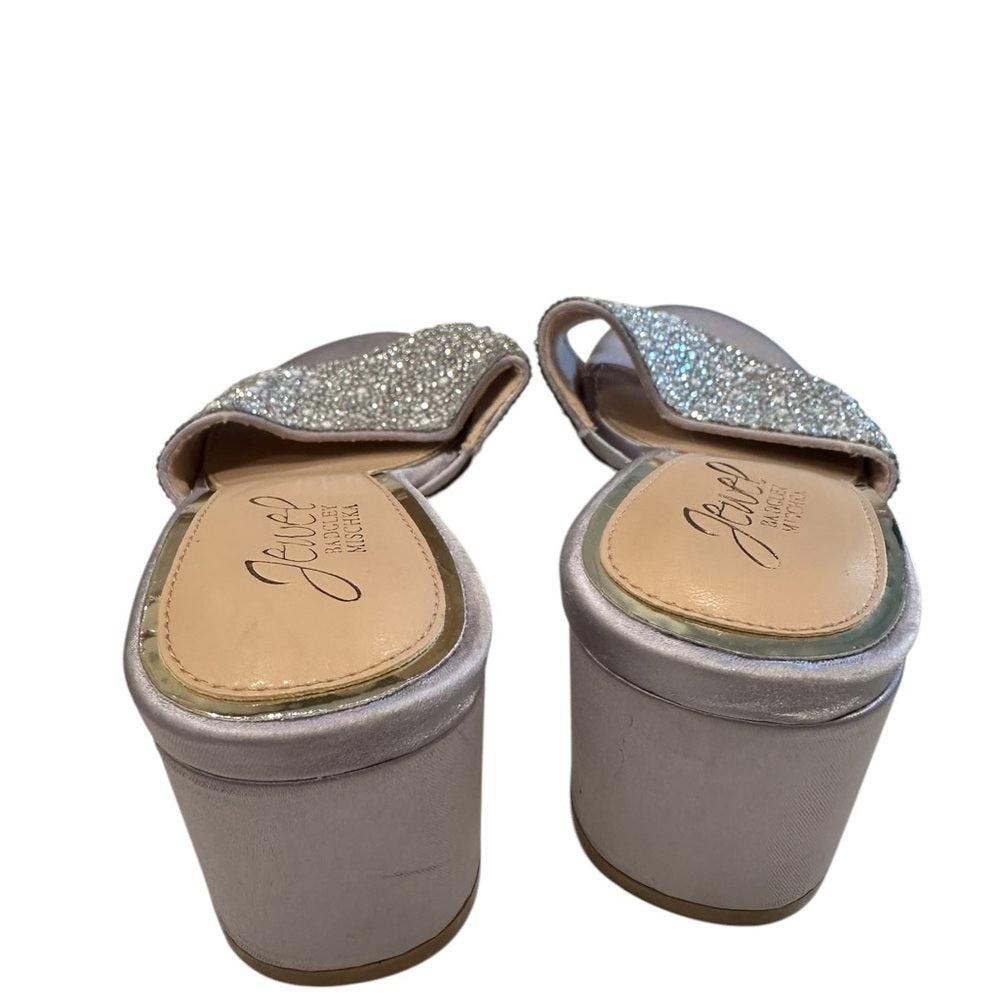 Jewel Badgley Mischka Chic Black Leather Mules with Open Back Size 5.5M