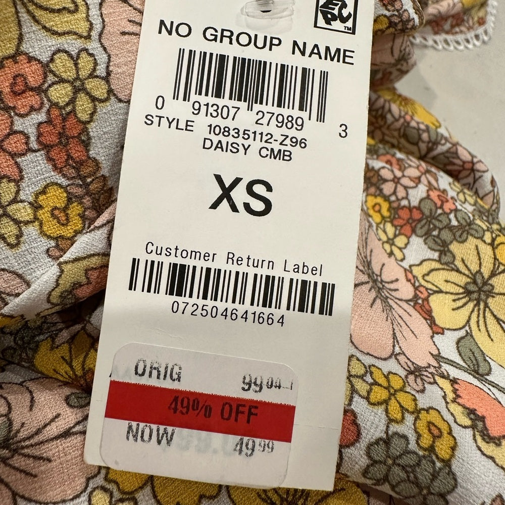 Bar III Women's Floral Print One Shoulder Dress Yellow Size XS