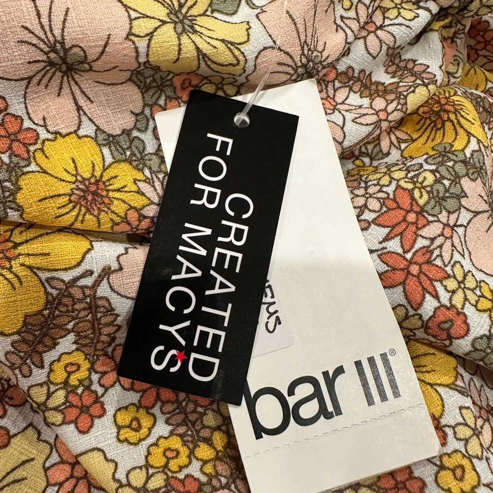 Bar III Women's Floral Print One Shoulder Dress Yellow Size XS