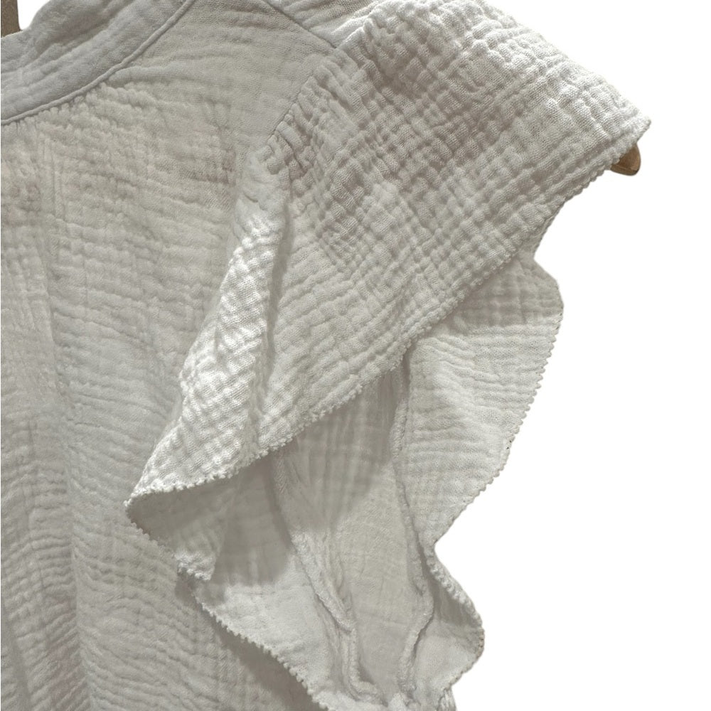 Joe’s Jeans Cotton Gauze Flutter Sleeve Top White Size M