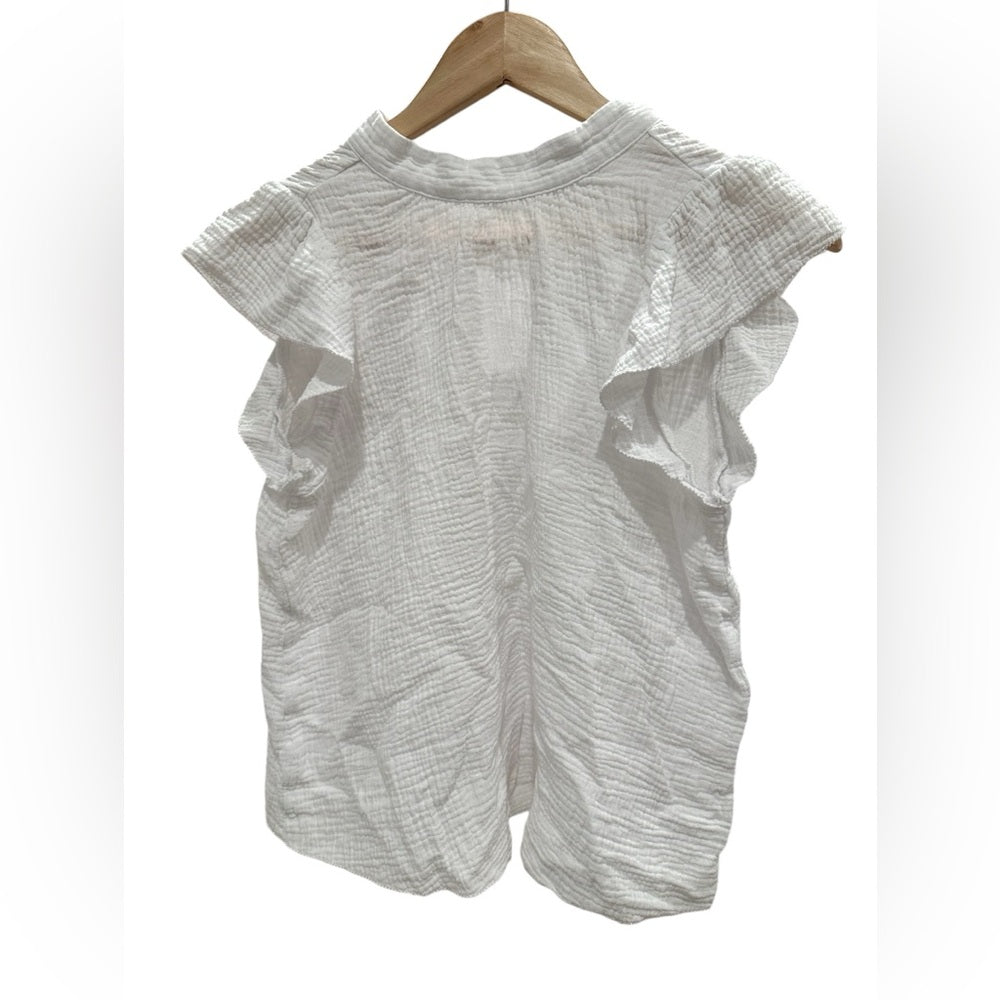 Joe’s Jeans Cotton Gauze Flutter Sleeve Top White Size M