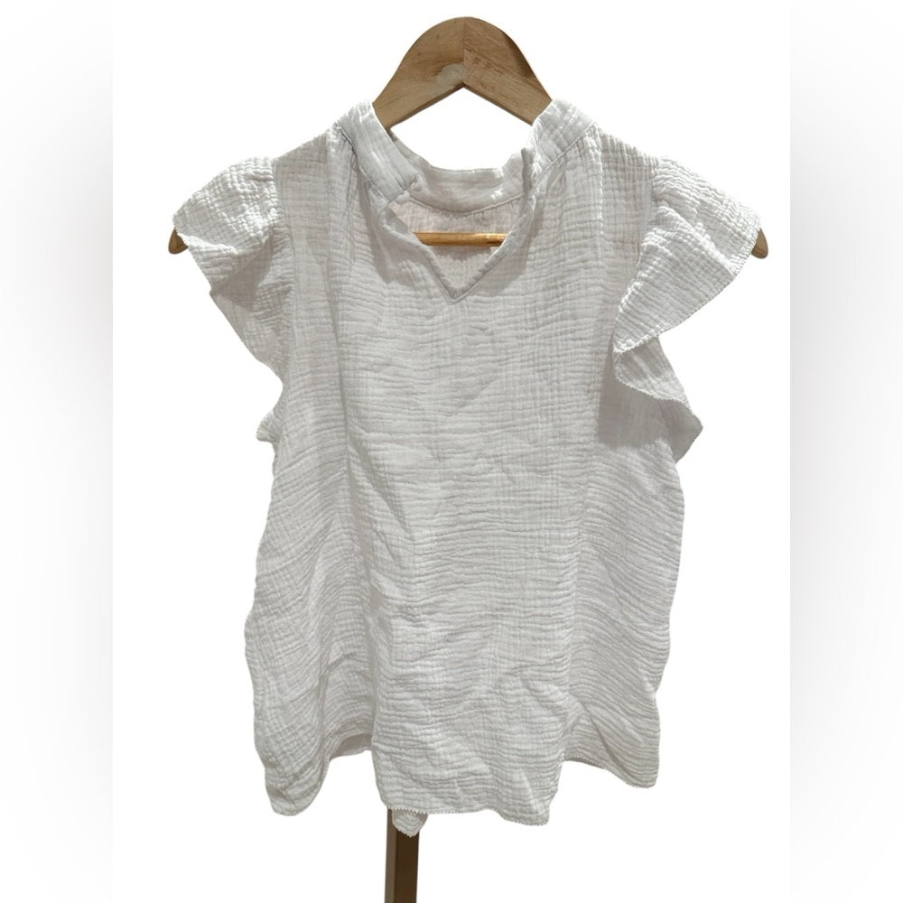 Joe’s Jeans Cotton Gauze Flutter Sleeve Top White Size M