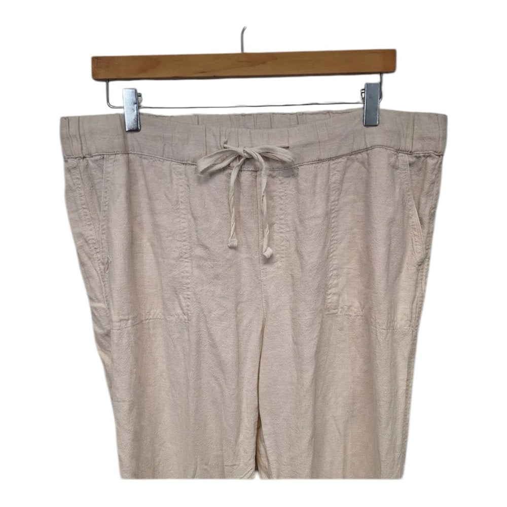 Caslon Wide Leg Linen Pants Pull-On Lightweight Ivory  Women's Size XXL