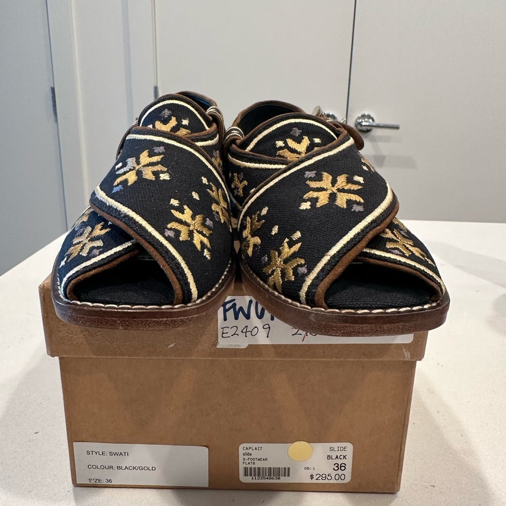 Caplait The Swati – Black And Gold Size 36/ Size 6