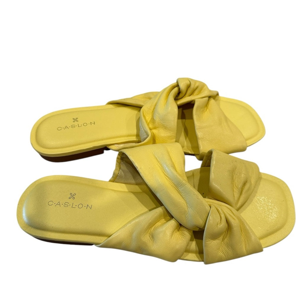 Nordstrom Caslon Canari Slide Sandal yellow canary slip on slide  5.5M