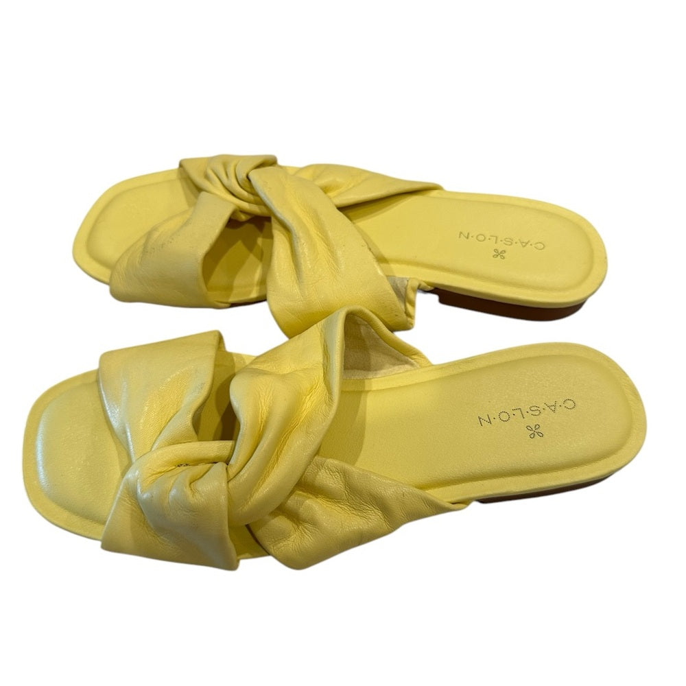 Nordstrom Caslon Canari Slide Sandal yellow canary slip on slide  5.5M