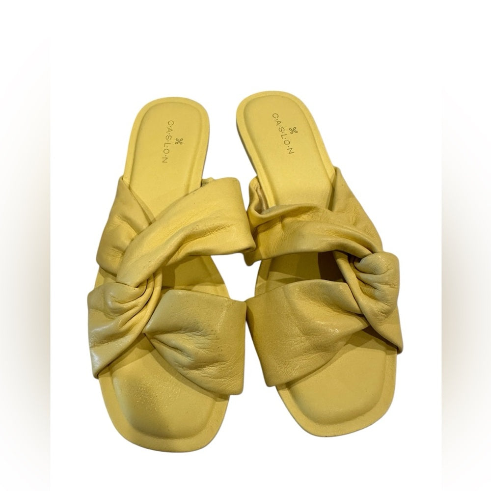 Nordstrom Caslon Canari Slide Sandal yellow canary slip on slide  5.5M