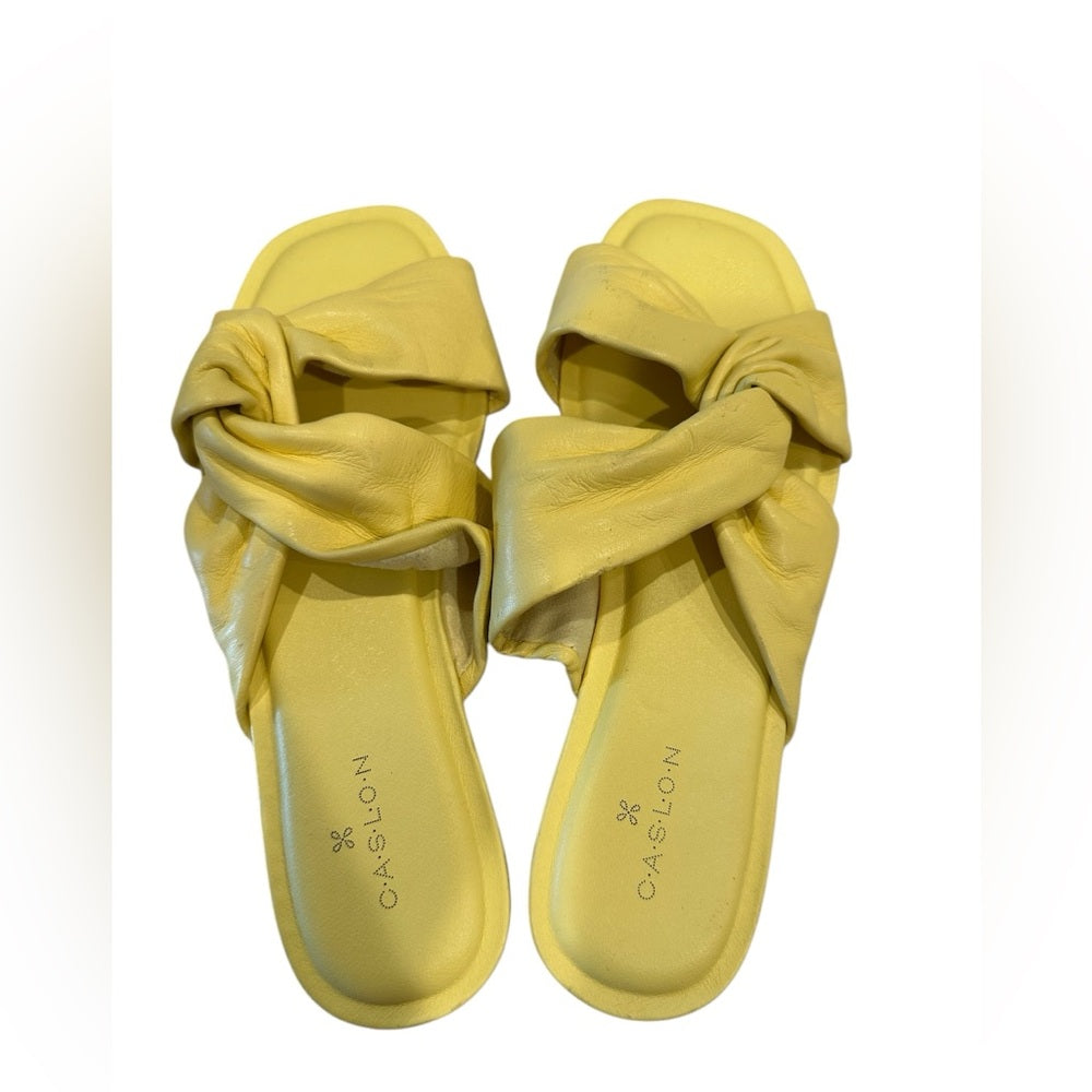 Nordstrom Caslon Canari Slide Sandal yellow canary slip on slide  5.5M