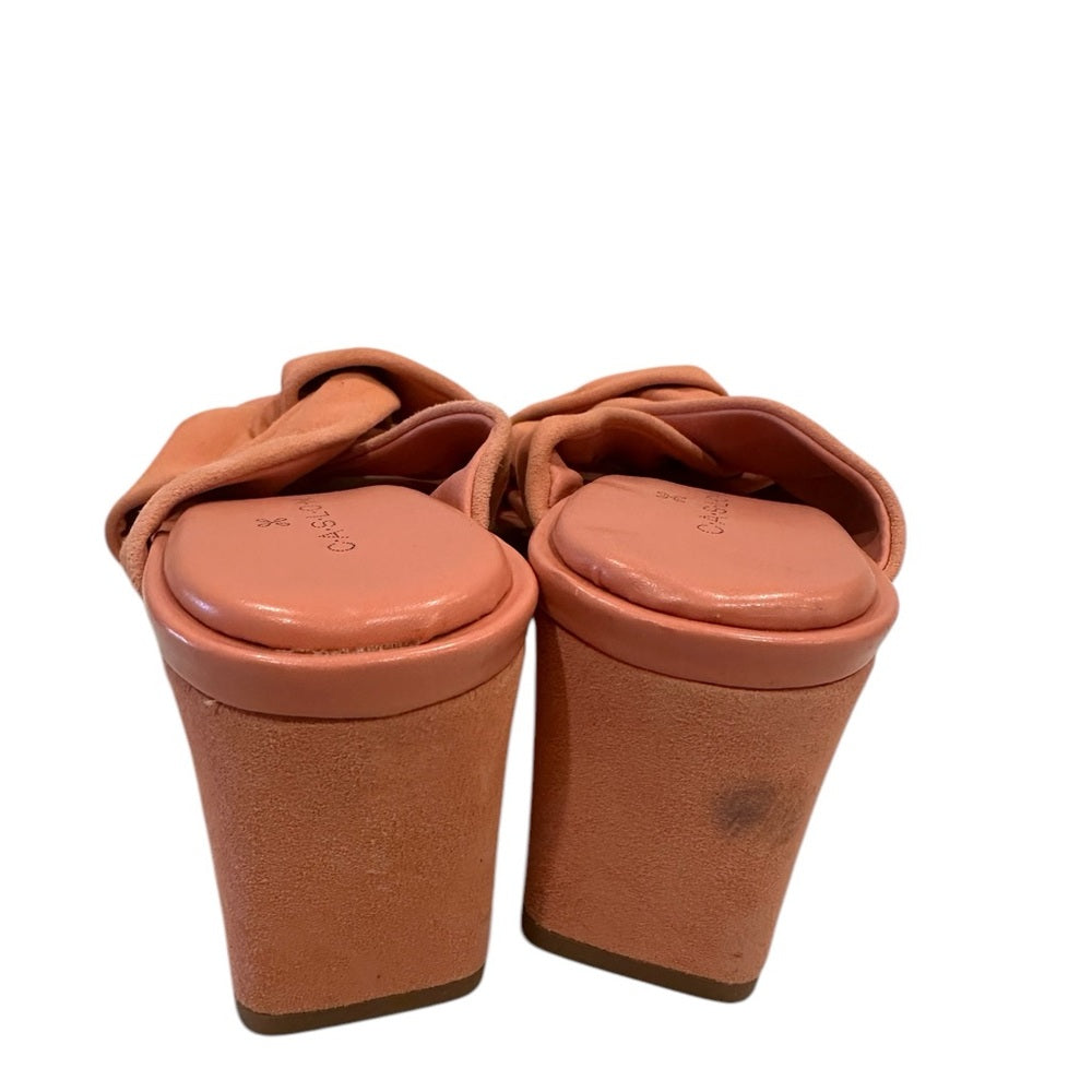 Caslon Sandals Coral Suede Leather Crisscross Open Toe Block Heel Slip On 5M