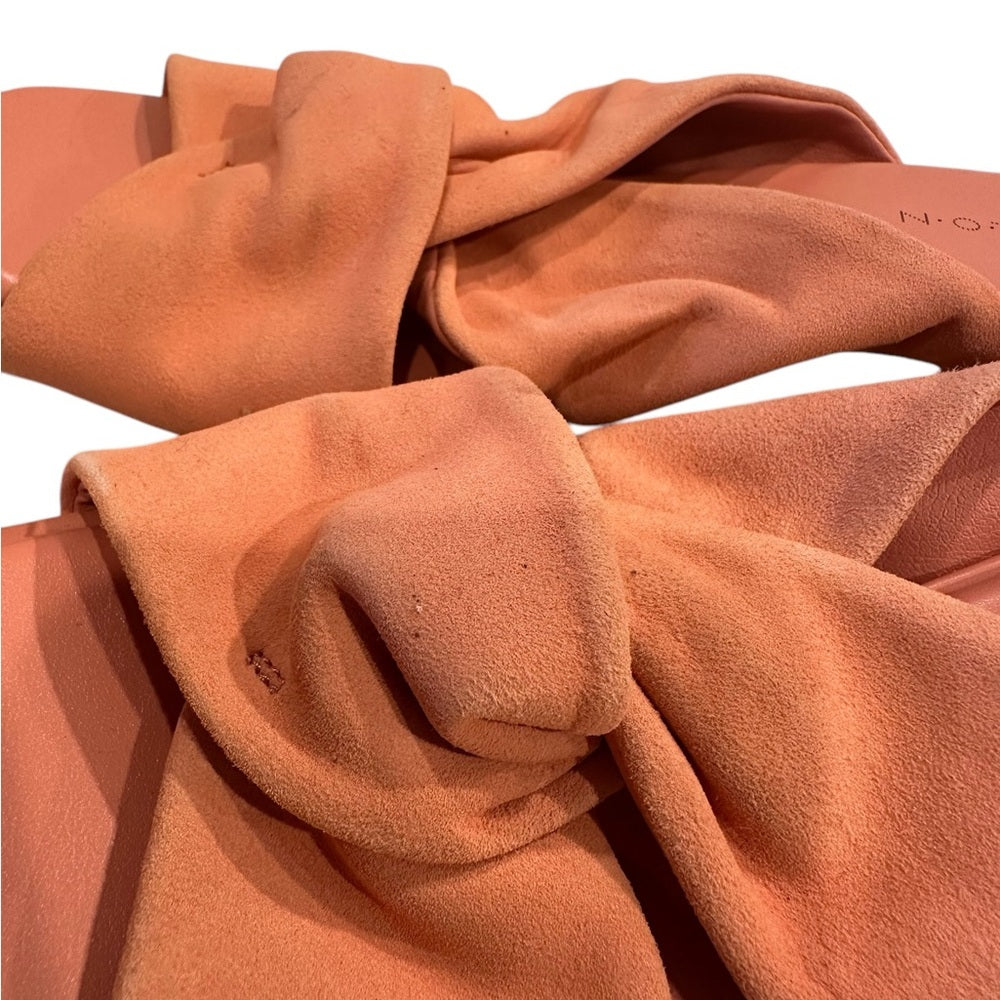 Caslon Sandals Coral Suede Leather Crisscross Open Toe Block Heel Slip On 5M