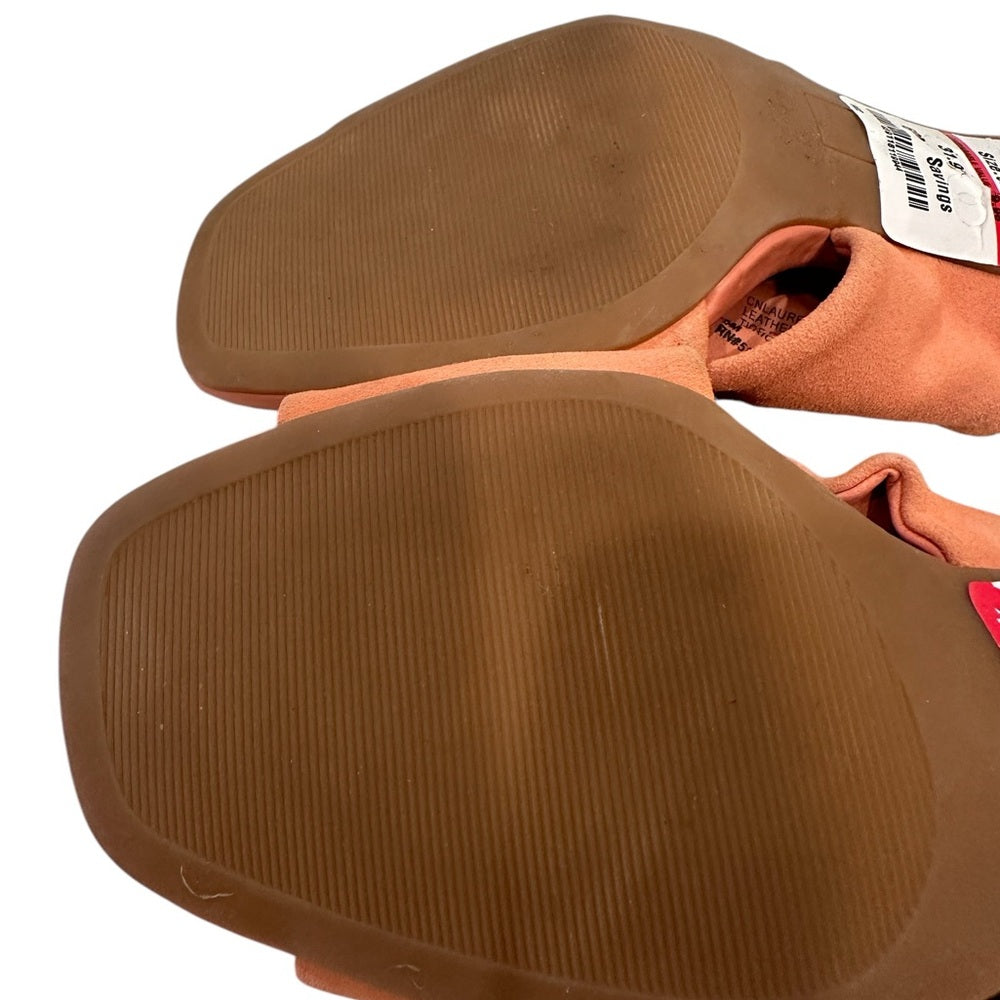 Caslon Sandals Coral Suede Leather Crisscross Open Toe Block Heel Slip On 5M