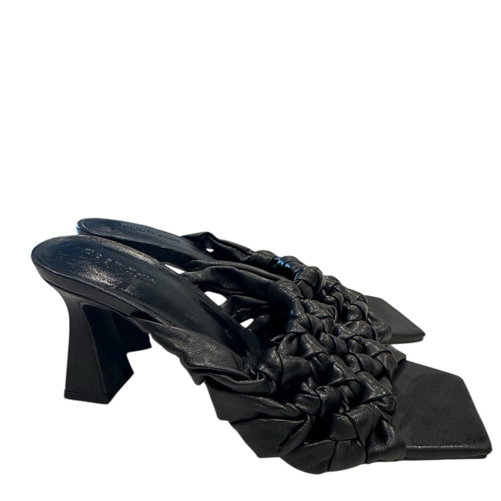 Open Edit Heels Womens Black Quinn Knotted Strappy Open Square Toe 6M