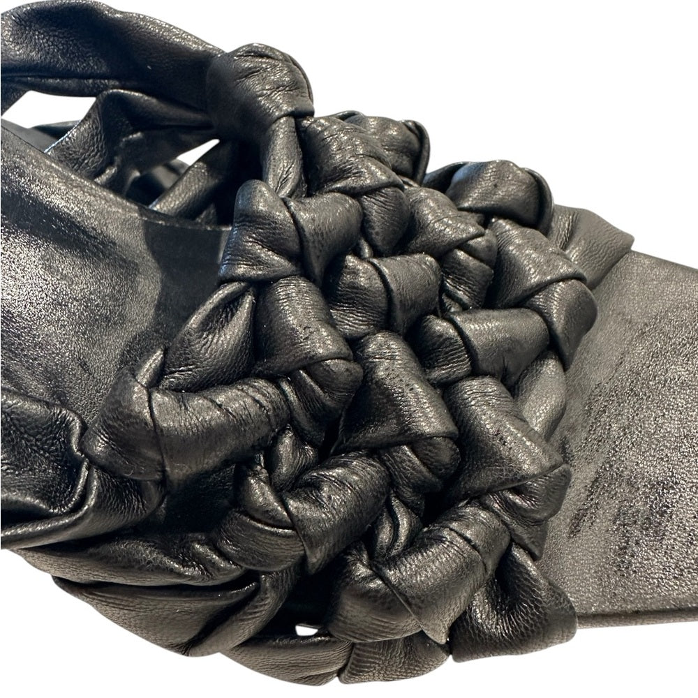 Open Edit Heels Womens Black Quinn Knotted Strappy Open Square Toe 6M