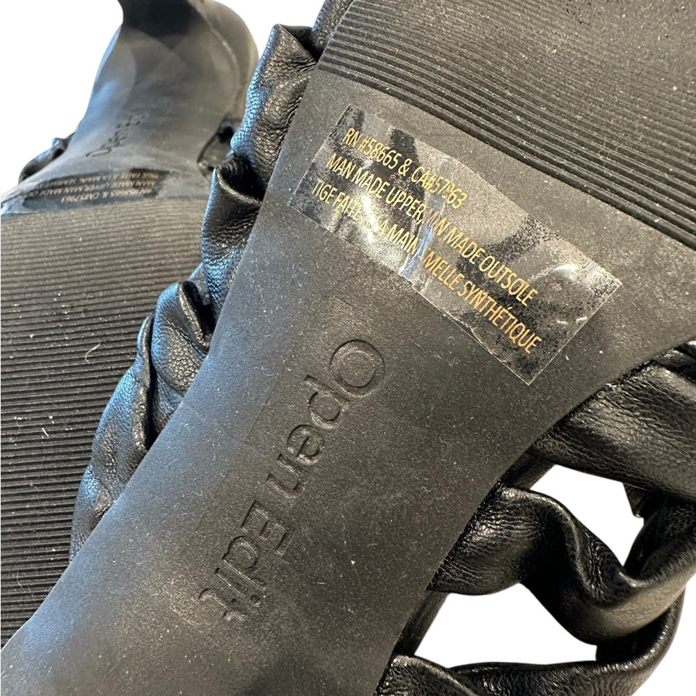 Open Edit Heels Womens Black Quinn Knotted Strappy Open Square Toe 6M