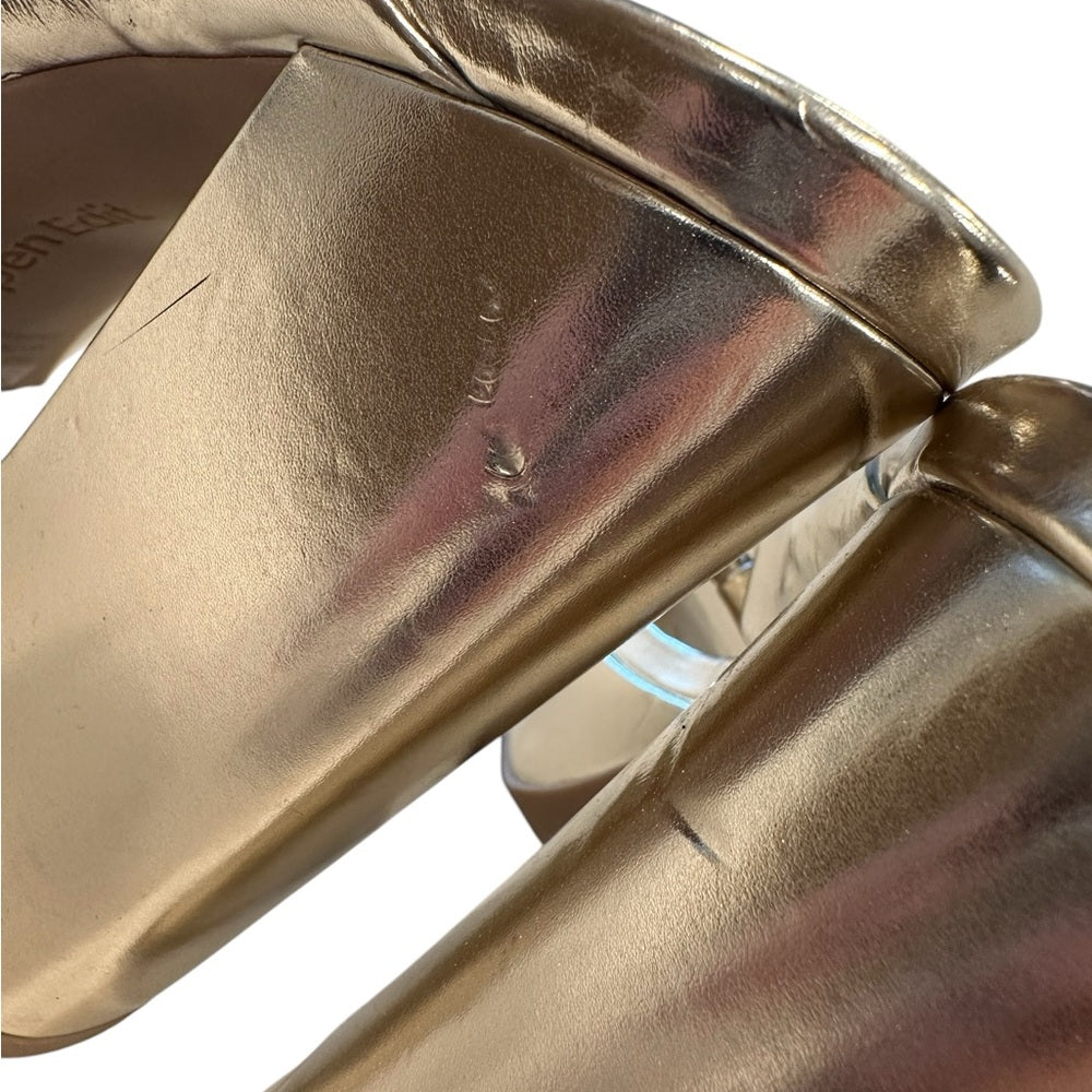 OPEN EDIT Kaia Knot Platform Sandals Gold Heel Slip On 6M