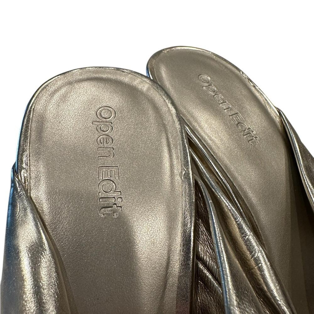 OPEN EDIT Kaia Knot Platform Sandals Gold Heel Slip On 6M