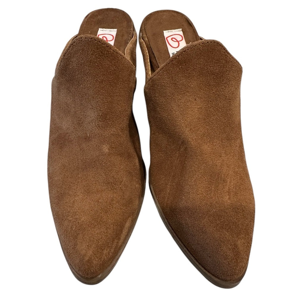 Blondo Nicole Waterproof Suede Pointed Toe Mules in Tan SZ 5.5/6.5