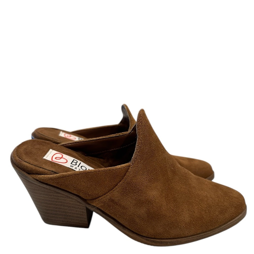 Blondo Nicole Waterproof Suede Pointed Toe Mules in Tan SZ 5.5/6.5