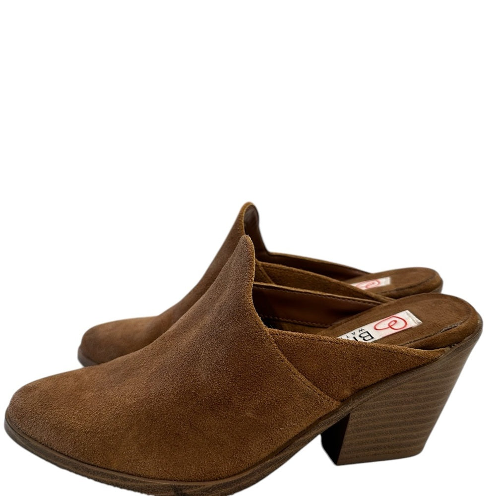Blondo Nicole Waterproof Suede Pointed Toe Mules in Tan SZ 5.5/6.5