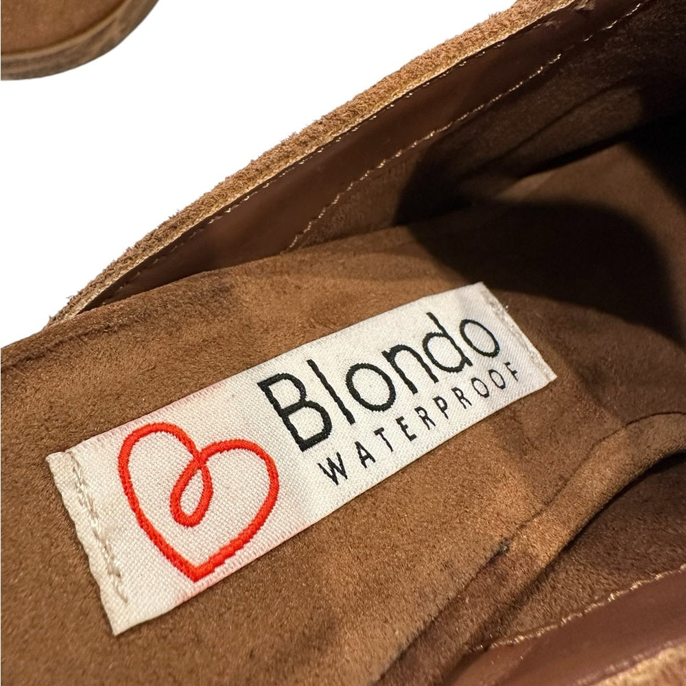 Blondo Nicole Waterproof Suede Pointed Toe Mules in Tan SZ 5.5/6.5
