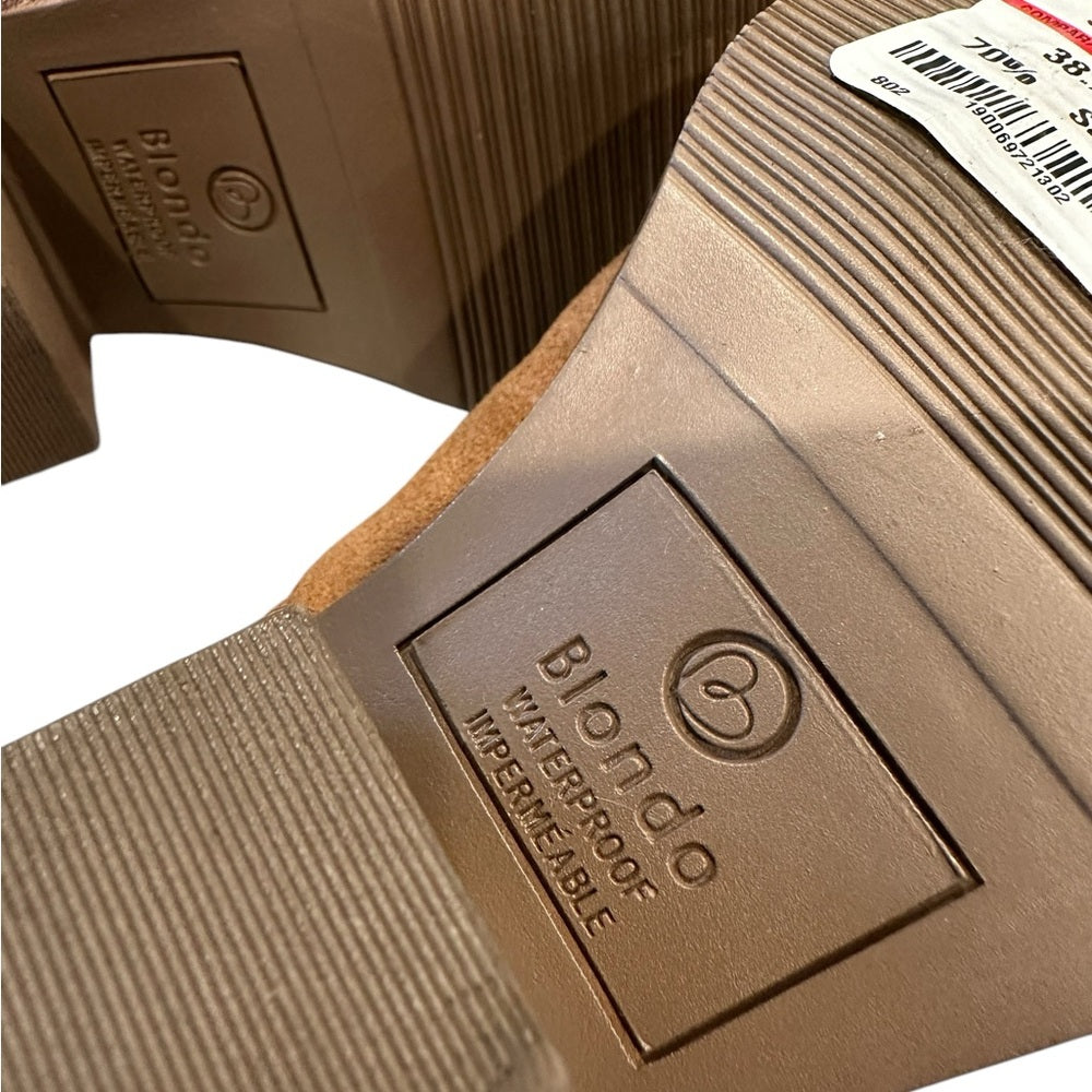 Blondo Nicole Waterproof Suede Pointed Toe Mules in Tan SZ 5.5/6.5