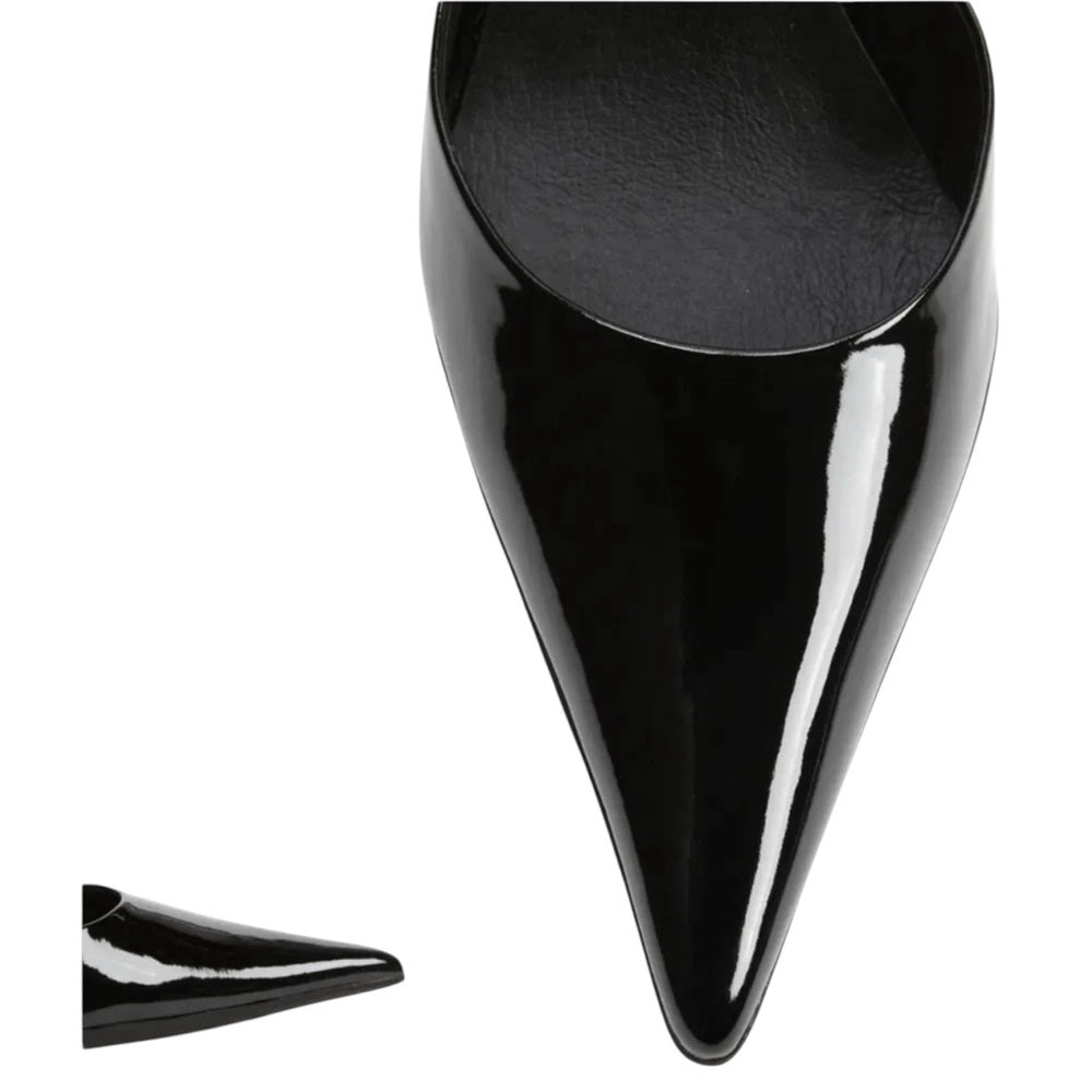 Jeffry Campbell APHRODITE pointy toe black leather spiral heels Sz 6.5