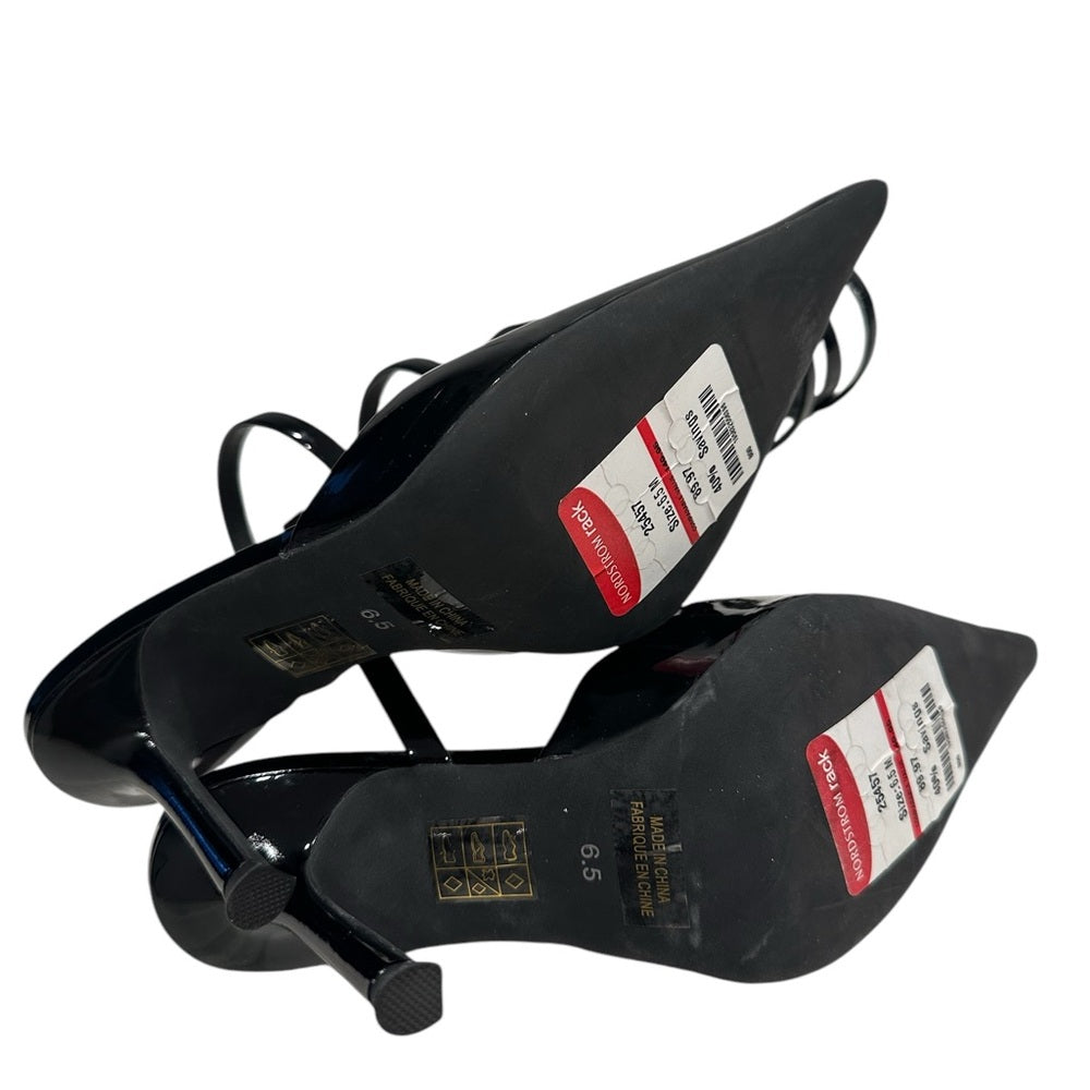 Jeffry Campbell APHRODITE pointy toe black leather spiral heels Sz 6.5