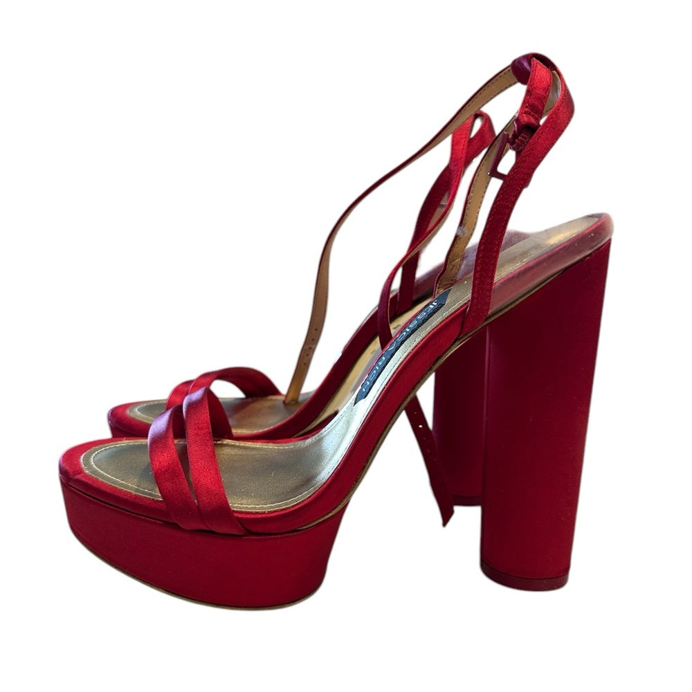 Jessica Rich Red and Gold Strappy Platform Heels Sz 39/ US 9