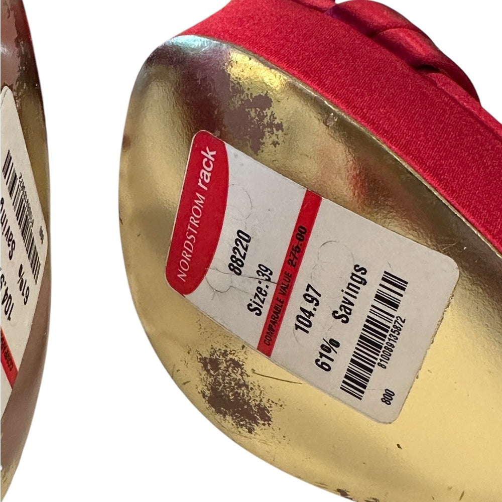 Jessica Rich Red and Gold Strappy Platform Heels Sz 39/ US 9