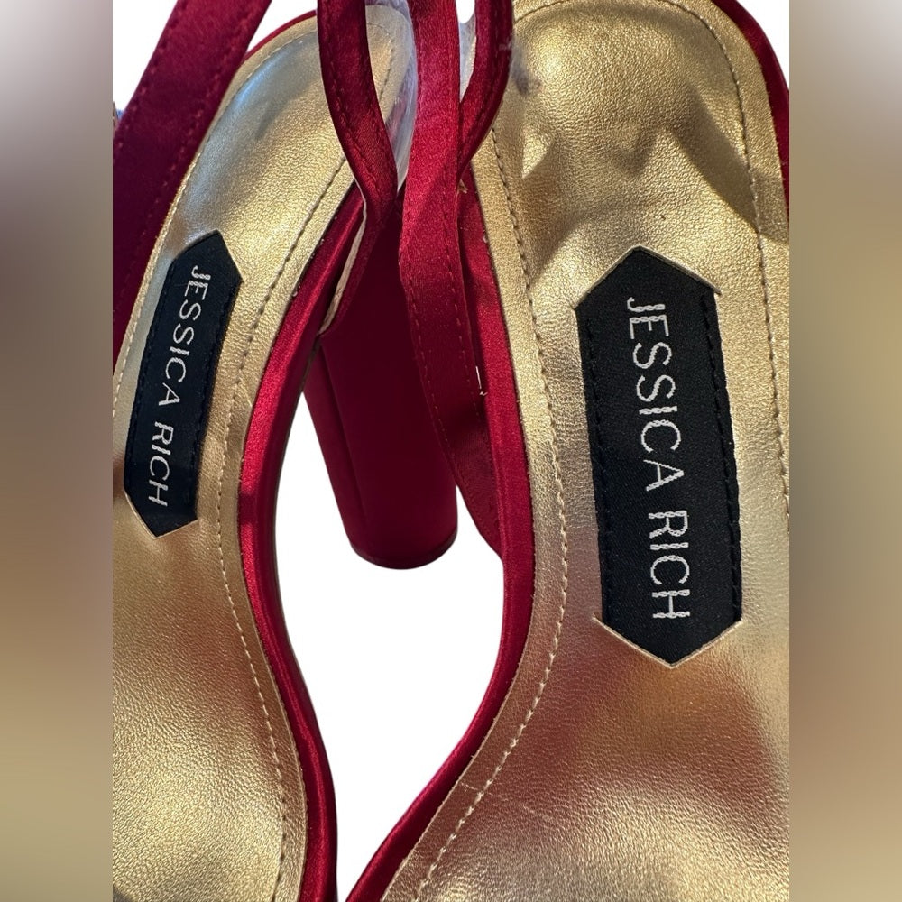 Jessica Rich Red and Gold Strappy Platform Heels Sz 39/ US 9