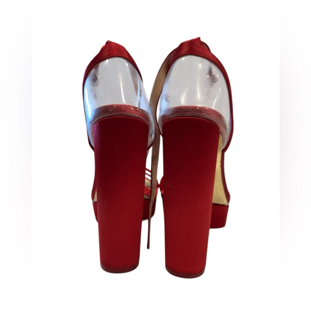 Jessica Rich Red and Gold Strappy Platform Heels Sz 39/ US 9