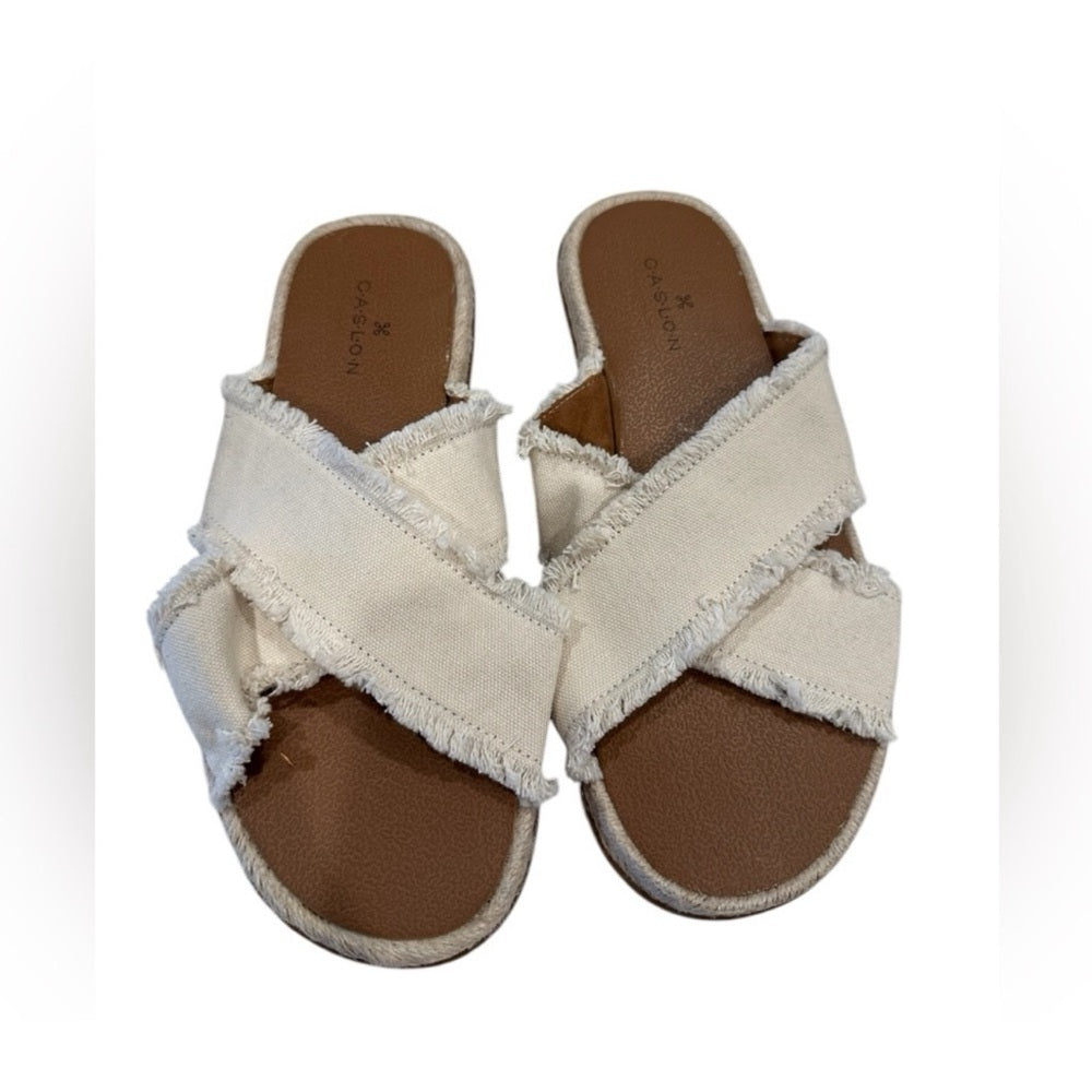 Caslon Slides Crisscross Cream Size 4.5M Open Toe Paxton Espadrille Sandals