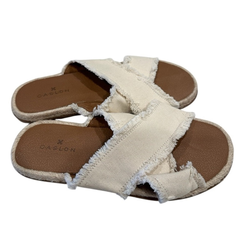 Caslon Slides Crisscross Cream Size 4.5M Open Toe Paxton Espadrille Sandals