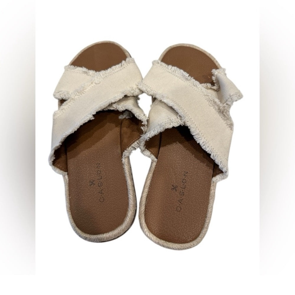 Caslon Slides Crisscross Cream Size 4.5M Open Toe Paxton Espadrille Sandals