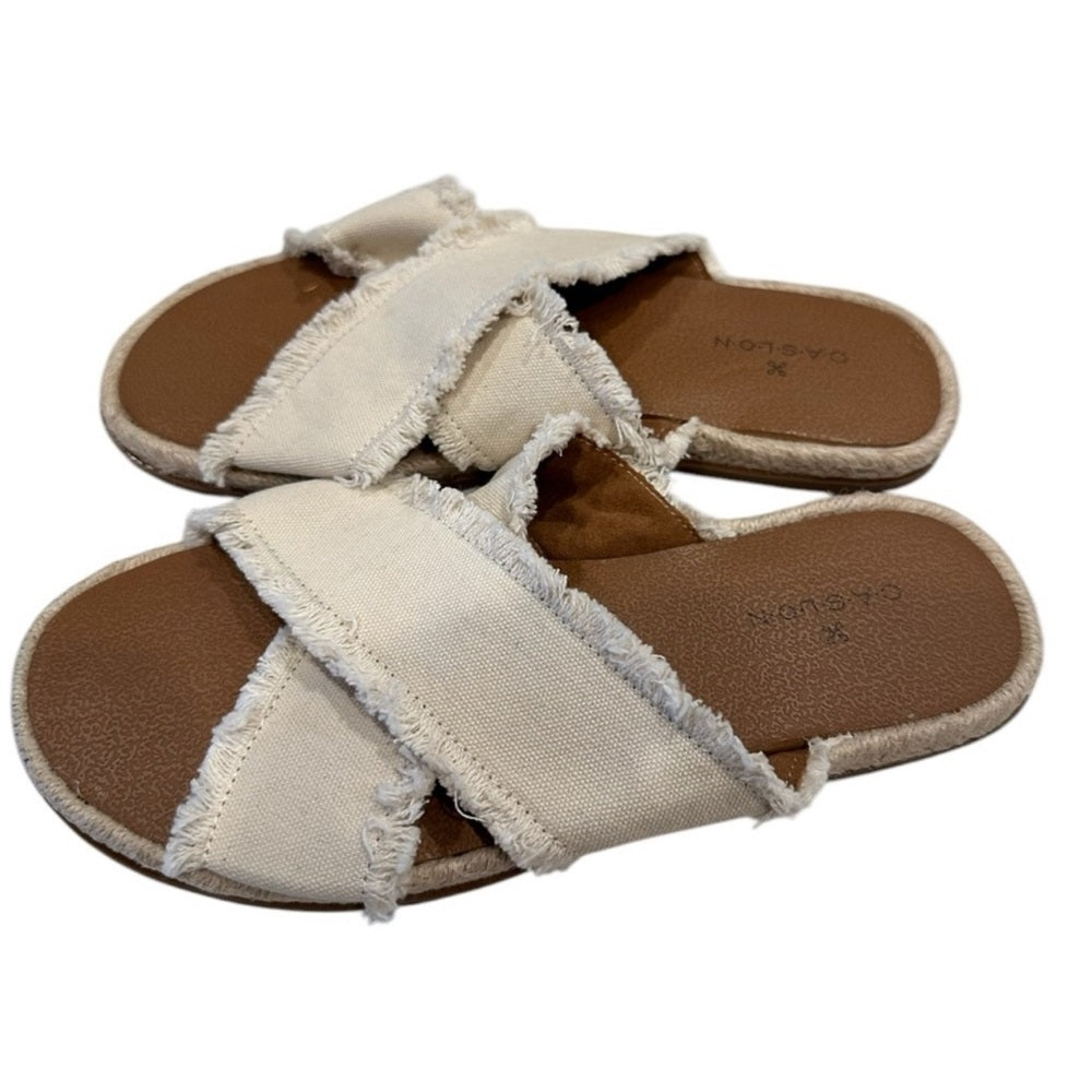 Caslon Slides Crisscross Cream Size 4.5M Open Toe Paxton Espadrille Sandals