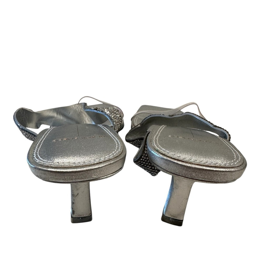 Black Suede Studio Silver Rhinestone Heels Size 36/US 5.5-6