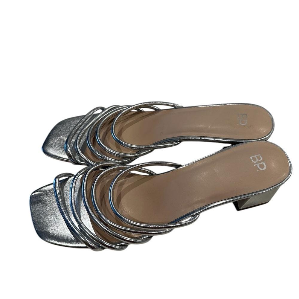 BP Silver Heels with Open Toe and Block Heel Size 15 Women/Size 13 Men’s