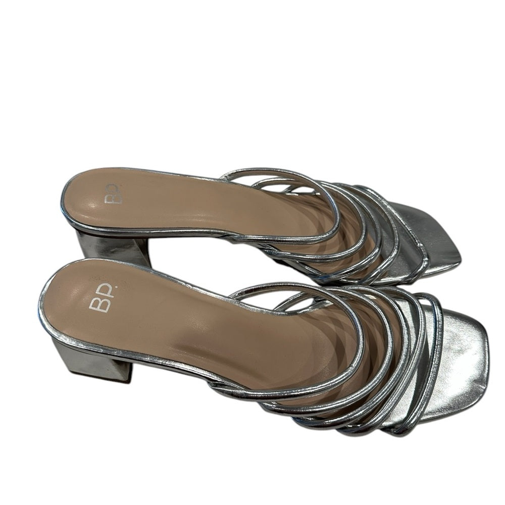 BP Silver Heels with Open Toe and Block Heel Size 15 Women/Size 13 Men’s