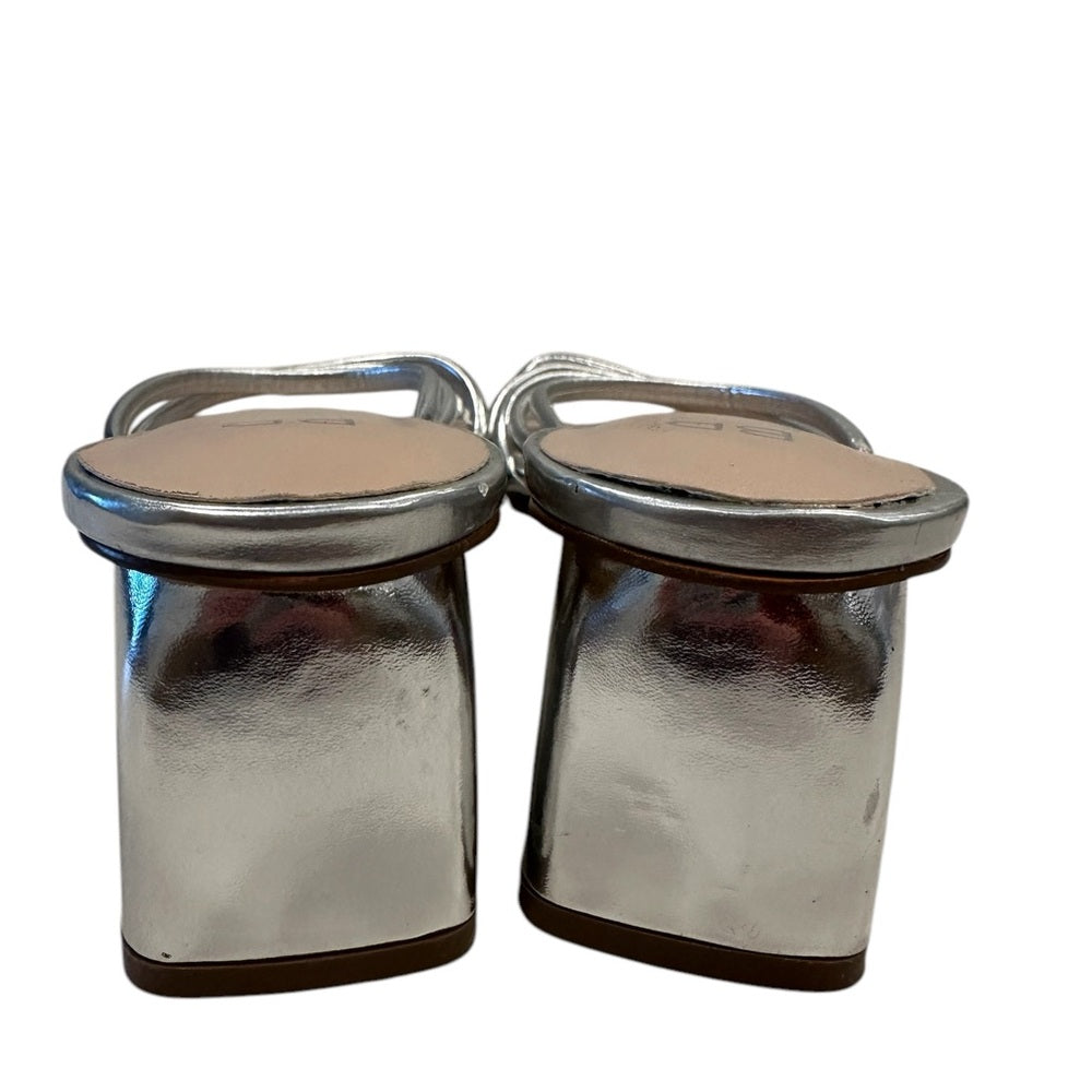 BP Silver Heels with Open Toe and Block Heel Size 15 Women/Size 13 Men’s