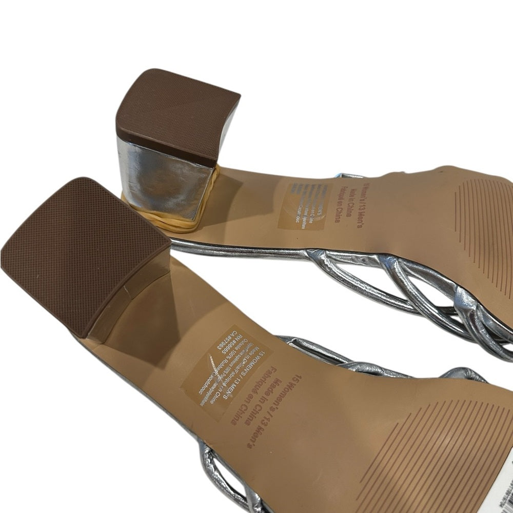 BP Silver Heels with Open Toe and Block Heel Size 15 Women/Size 13 Men’s