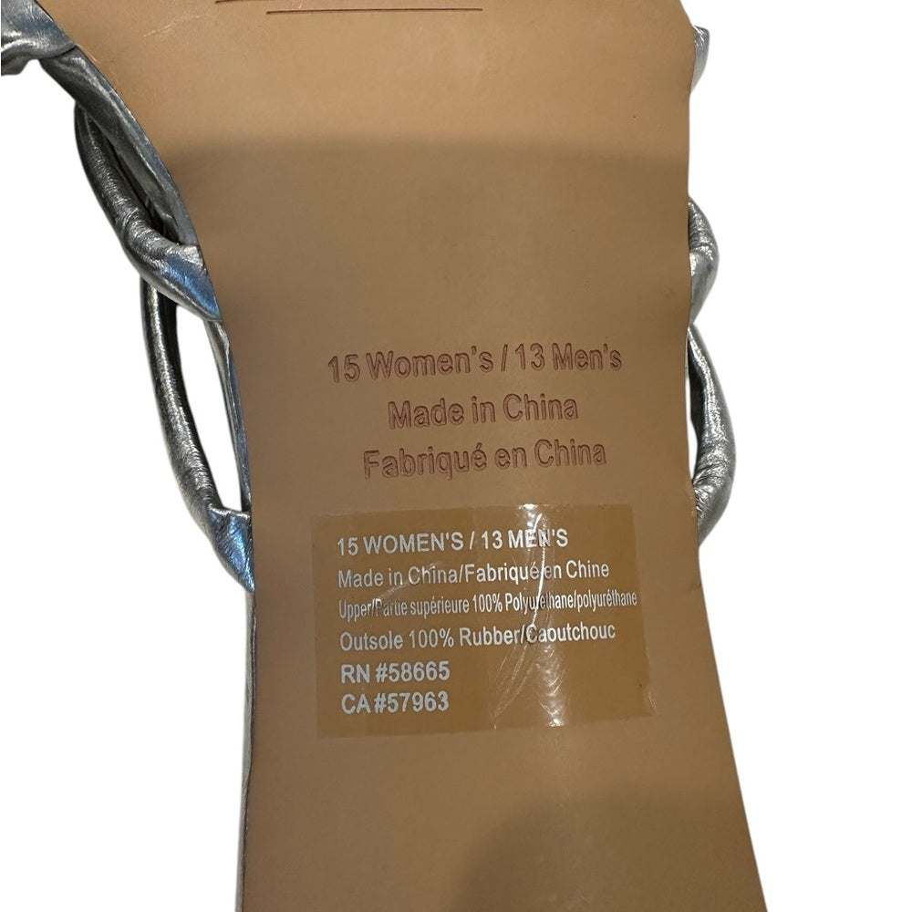 BP Silver Heels with Open Toe and Block Heel Size 15 Women/Size 13 Men’s