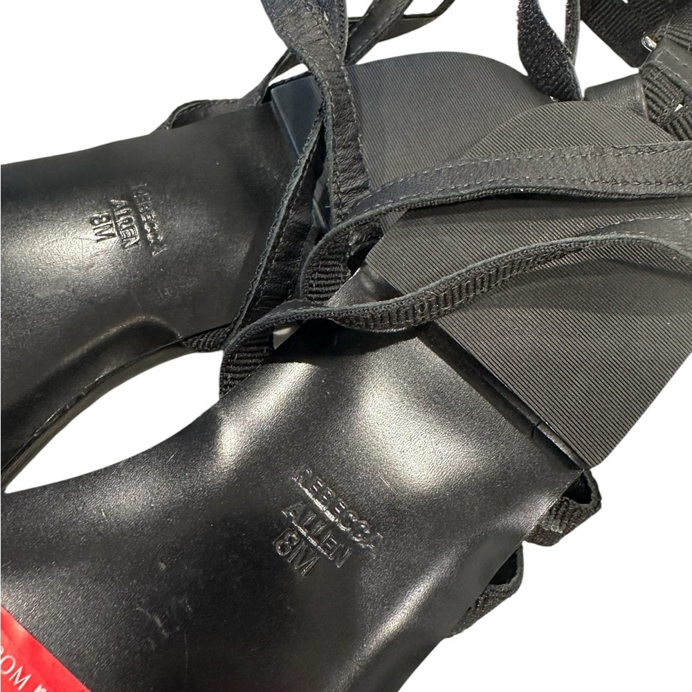 Rebecca Allen The Flat Two-strap Sandal Black Sz 8 Open Toe Strappy