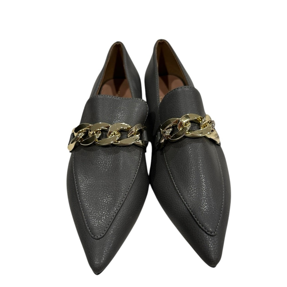 Women's Linea Paolo Mabel-L Pointed Toe Loafer  w/Goldtone Links Stone Sz 4.5M