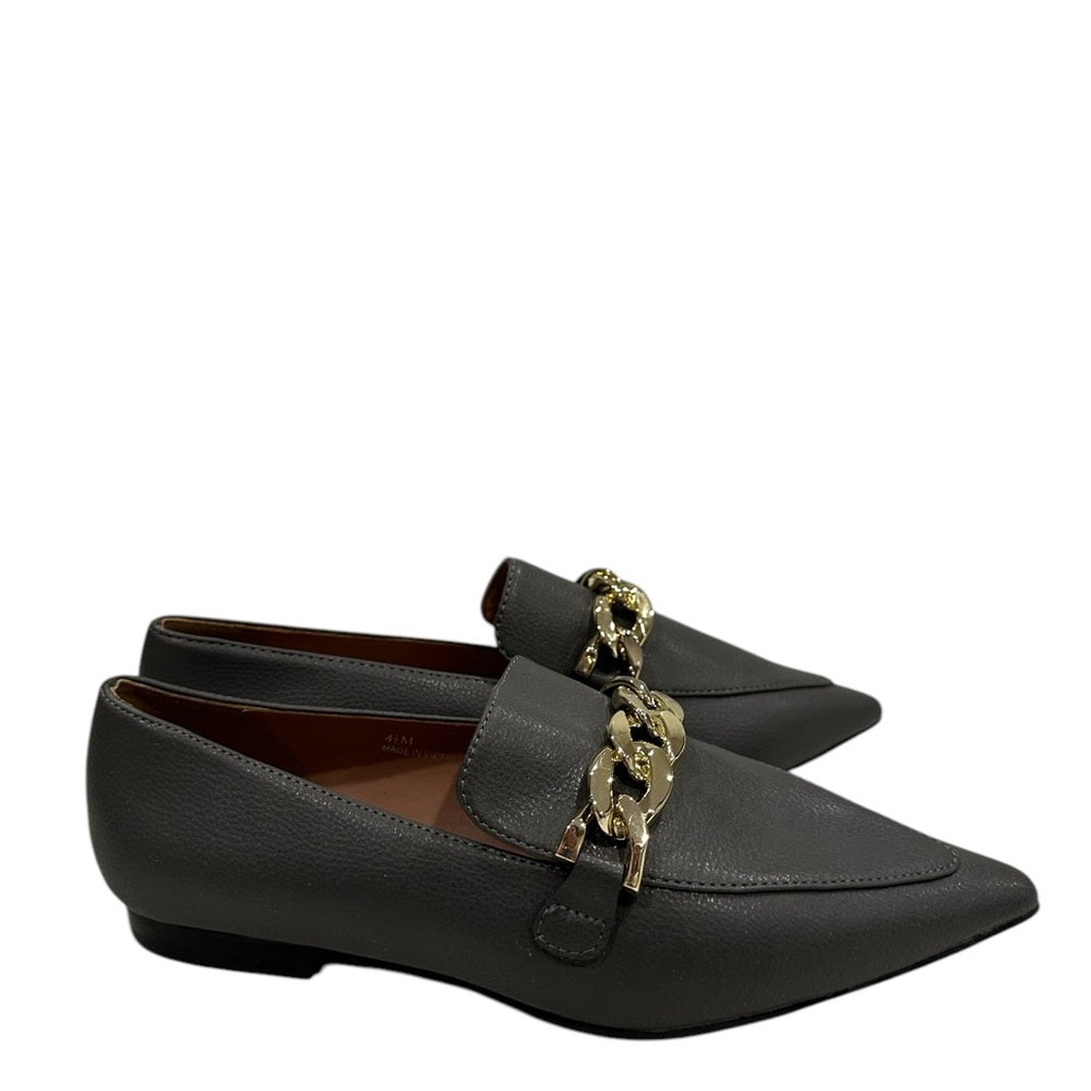 Women's Linea Paolo Mabel-L Pointed Toe Loafer  w/Goldtone Links Stone Sz 4.5M