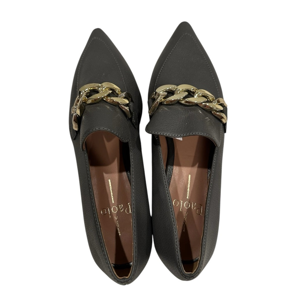 Women's Linea Paolo Mabel-L Pointed Toe Loafer  w/Goldtone Links Stone Sz 4.5M